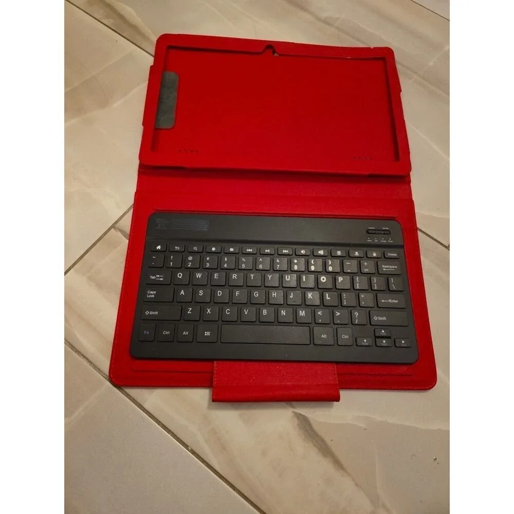 Bluetooth Tablet Keyboard Folio Case Red Model KBT13 Wireless QWERTY Slim F1